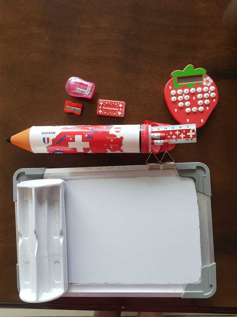 Essential School Set: Slate, Duster, Pencil Box & Calculator-image